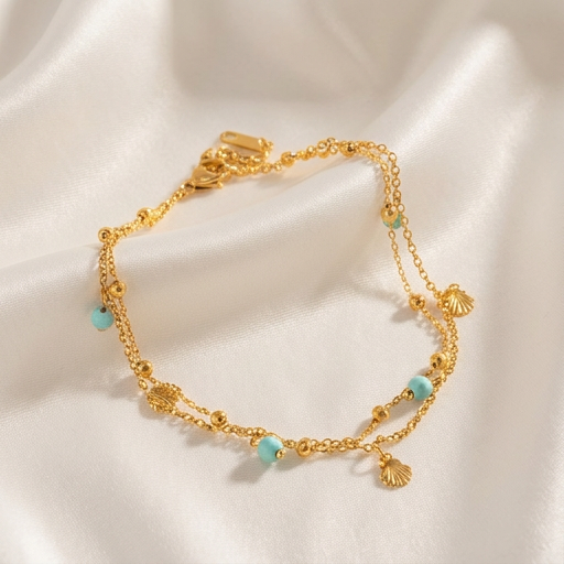 Turquoise Seashell Anklet - Image 3